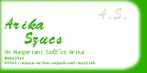 arika szucs business card